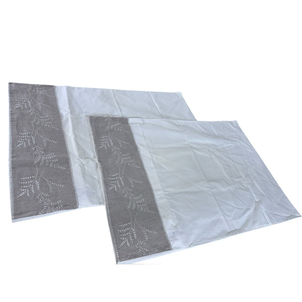 "John Lewis" Special Purchase 100% Cotton Pillowcases‎ Standard Size Embroidered